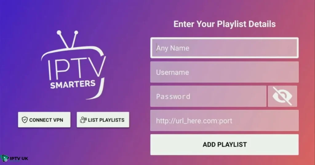 Entering IPTV login details on Firestick to access IPTV content