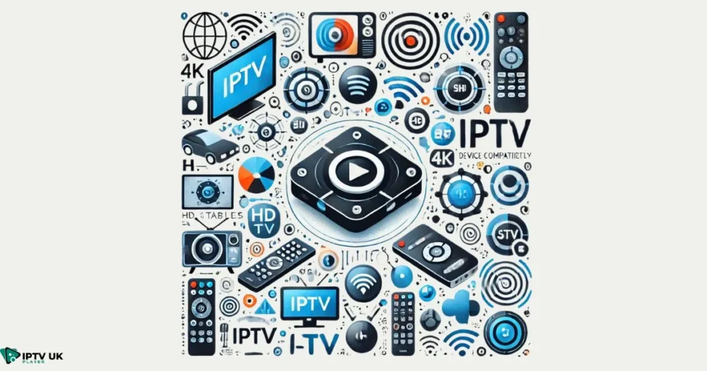 Key features of a UK IPTV provider including HD, 4K, and device compatibility