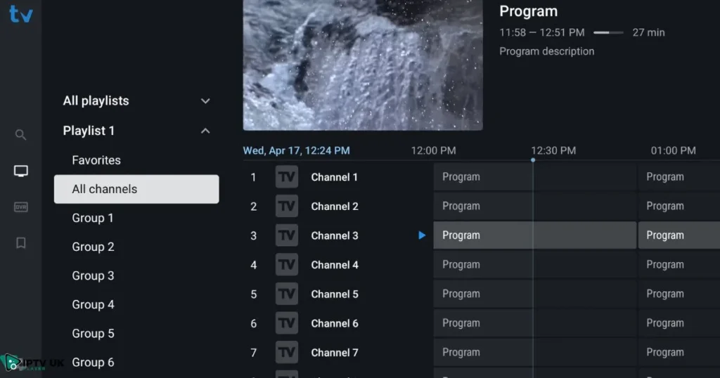 TiviMate Premium user interface on Android showing easy navigation and channel organization.