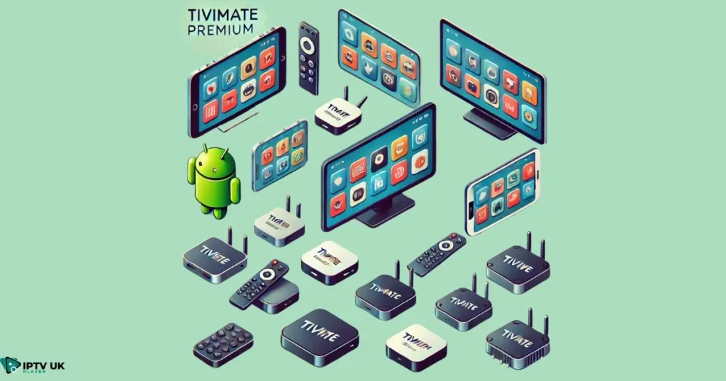 TiviMate Premium running on compatible devices such as Android smartphones, tablets, and TV boxes