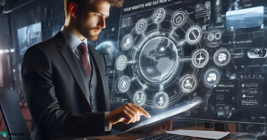 Screen interface highlighting IPTV user rights and responsibilities