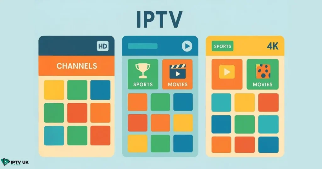 Comparison graphic of different UK streaming services and their features.
