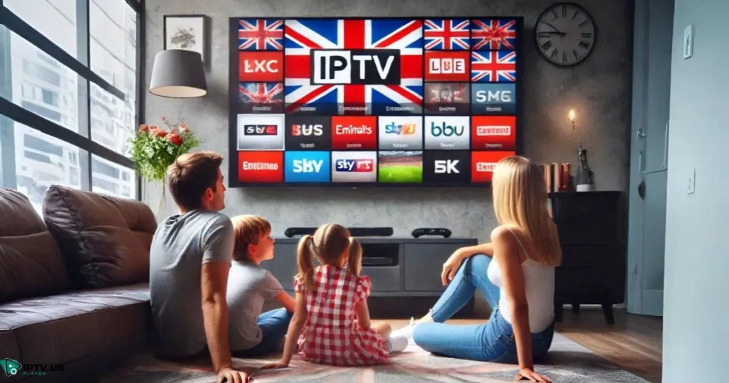 Family Watching United Kingdom IPTV Channels on TV