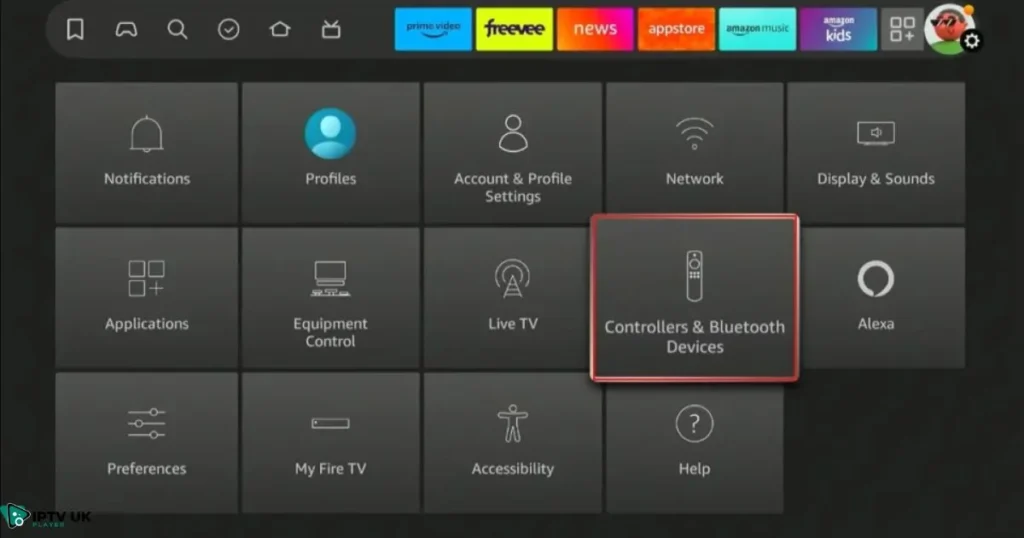 A Firestick remote with the home button highlighted and a TV screen showing the successful pairing confirmation message.