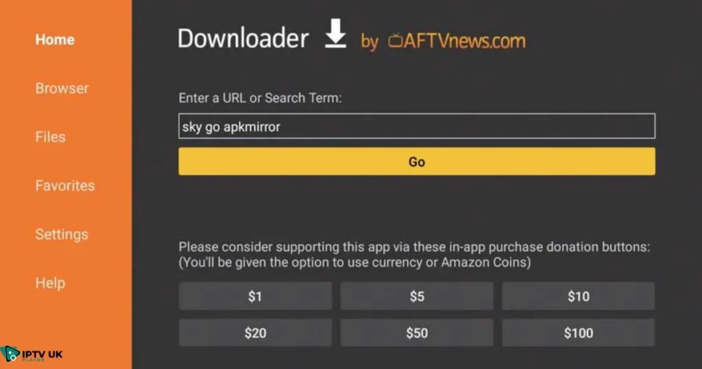 Step-by-step guide to installing Sky Go on Firestick using Downloader app.