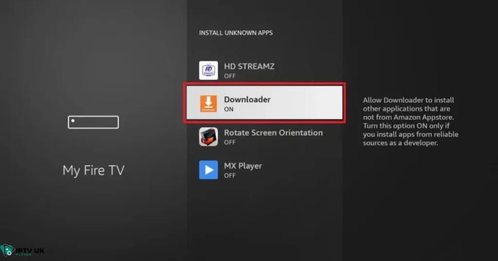 Downloader app icon on Firestick app store