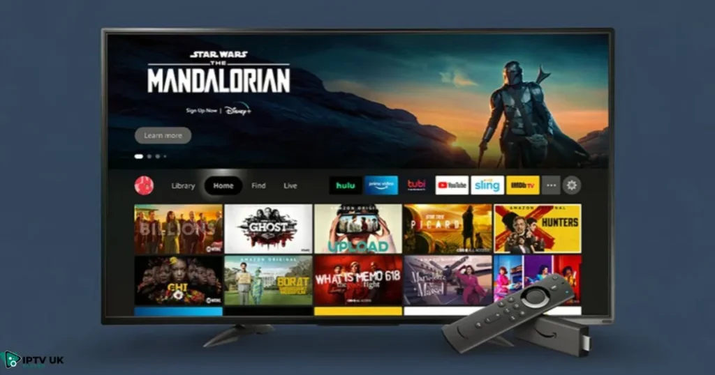 Amazon Firestick with popular streaming apps preloaded, representing a fully loaded Firestick