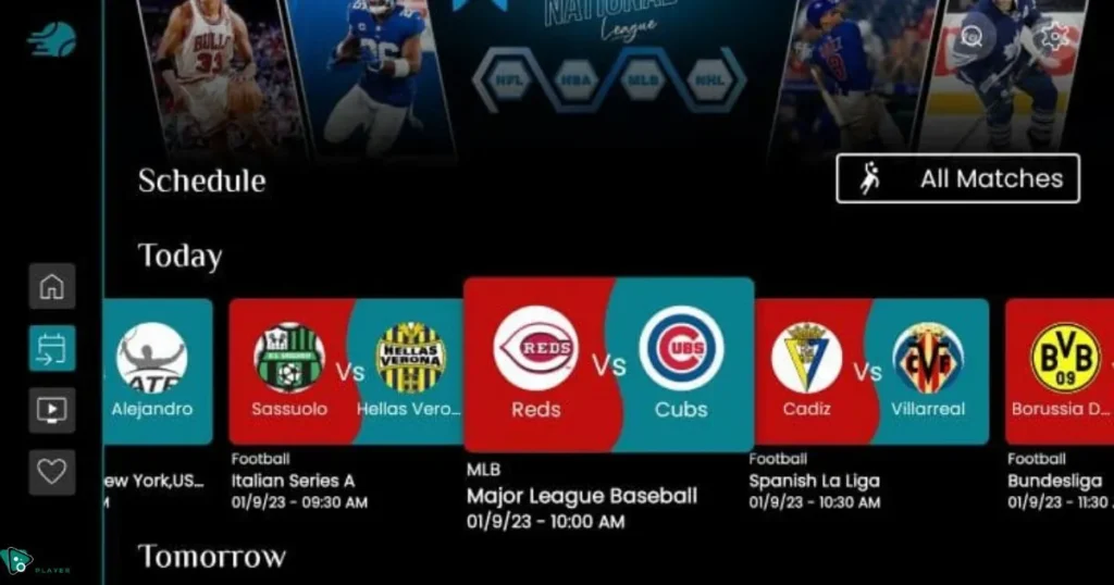 Sportsfire APK's user-friendly interface on Firestick, showcasing live sports and highlights.