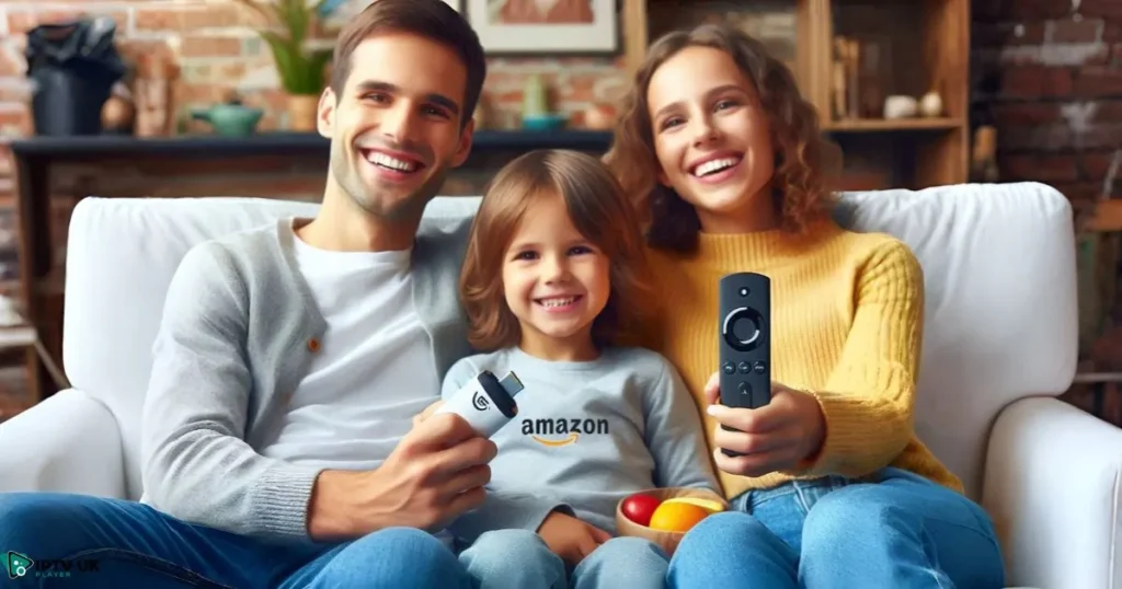 Family enjoying Freeview channels on Firestick