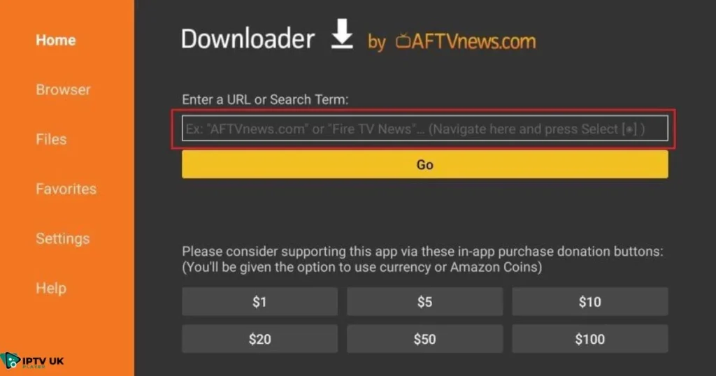 Downloader on Firestick interface