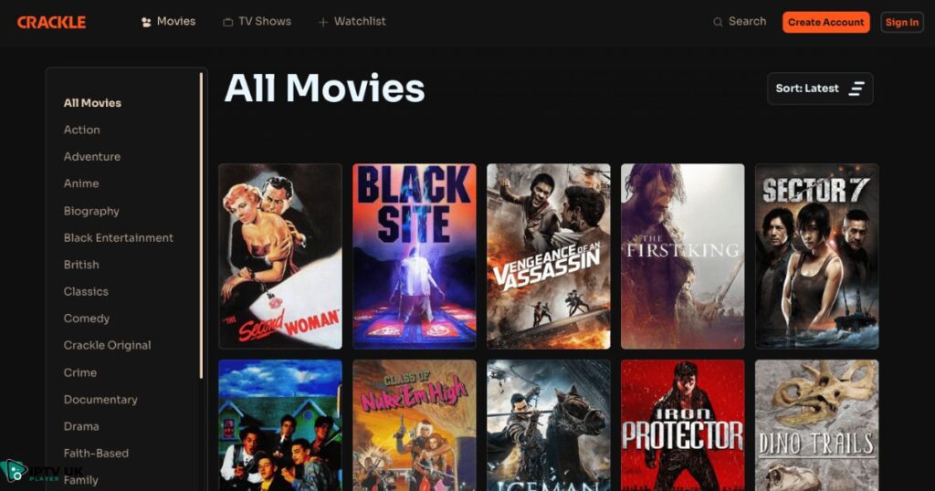 Crackle is a 123Movies similar website offering free and legal streaming options