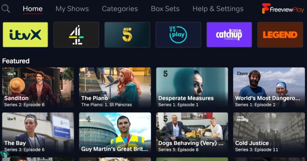 Freeview logo and channels list on Firestick