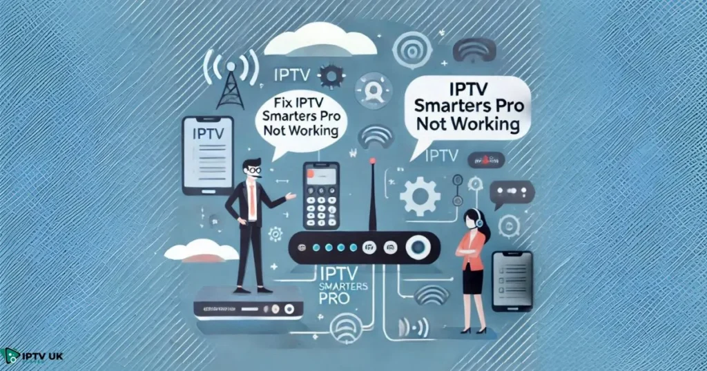 Customer service agent assisting with IPTV Smarters Pro not working issues via troubleshooting tips.