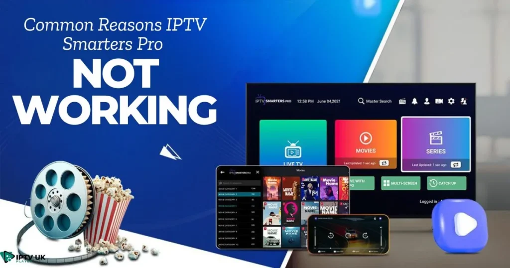 Flowchart of common reasons for IPTV Smarters Pro not working, including outdated apps and connectivity issues.