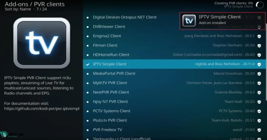 Top Rated Kodi Addons-PVR IPTV Simple Client