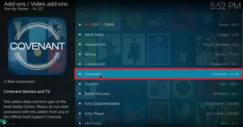 Best Kodi Addons-Covenant