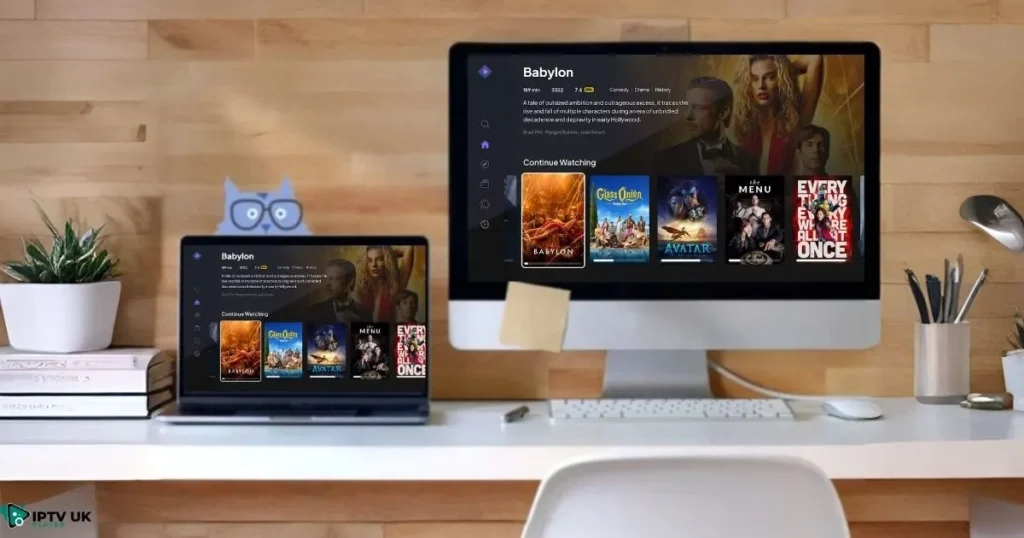 Stremio Web interface on a laptop displaying movies, TV shows, and live TV