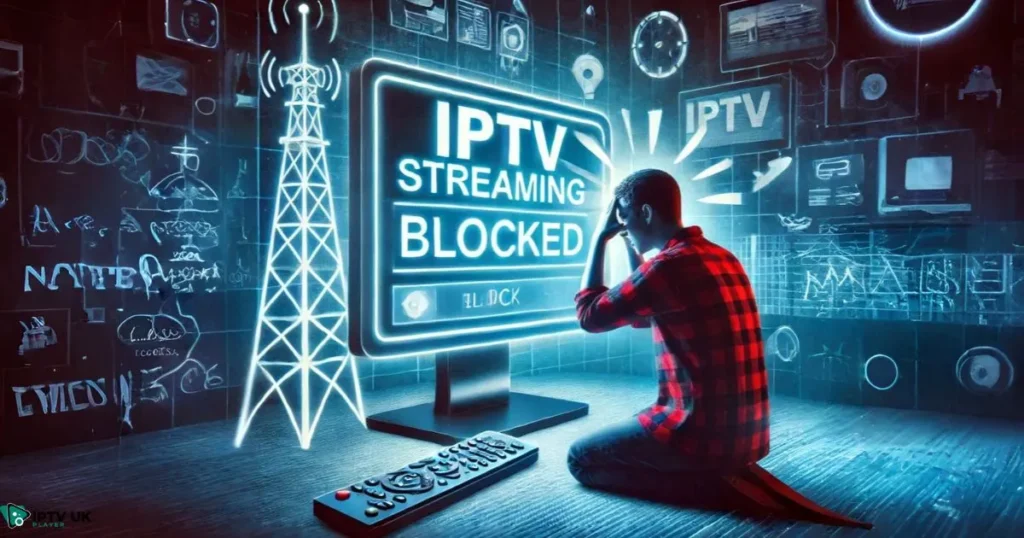 "Frustrated user experiencing broadband that blocks IPTV streaming, highlighting the need for broadbands not blocking streaming UK