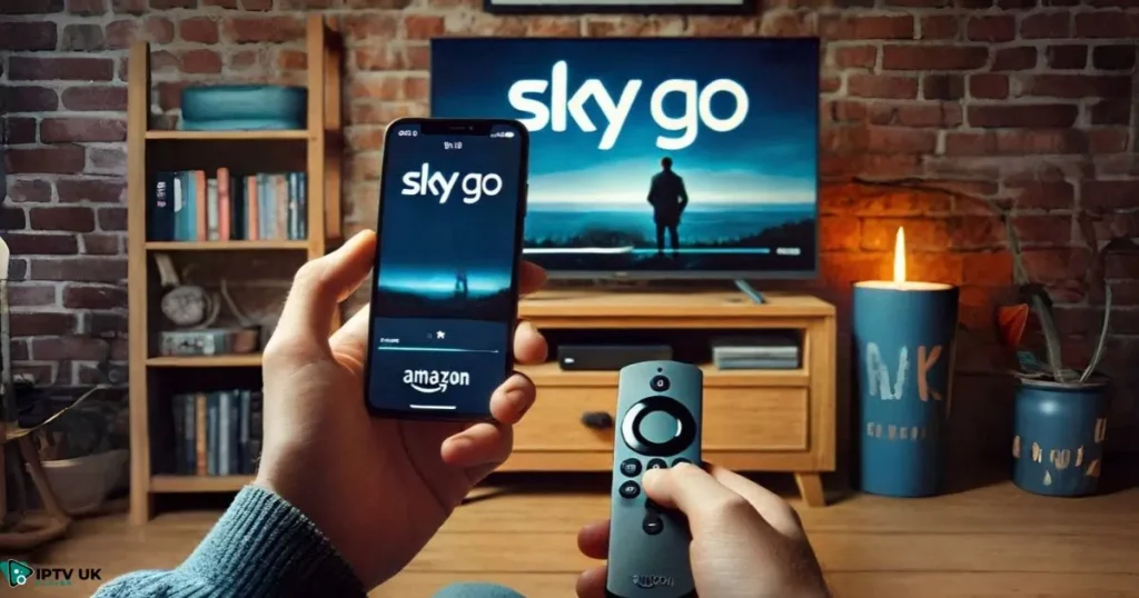 Casting Sky Go from a mobile device to a TV using Firestick.