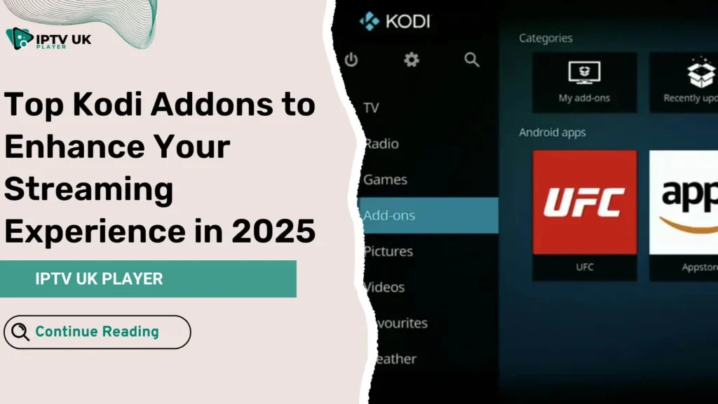 Enhance your streaming with Kodi addons in 2025 - Kodi interface with multiple streaming options.