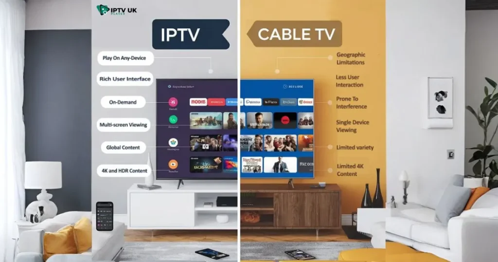 Comparison of IPTV and traditional cable benefits.