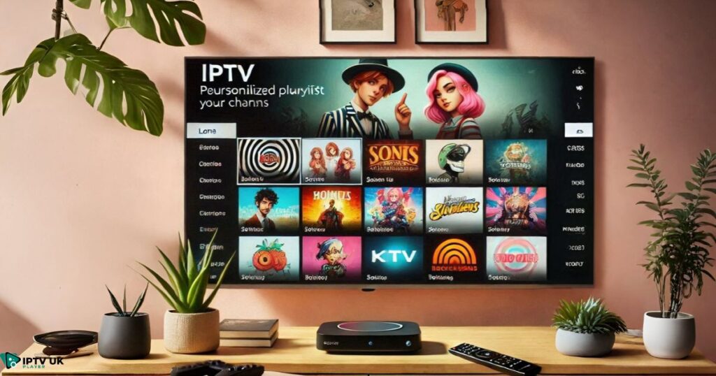 Personalized IPTV playlist on a TV screen