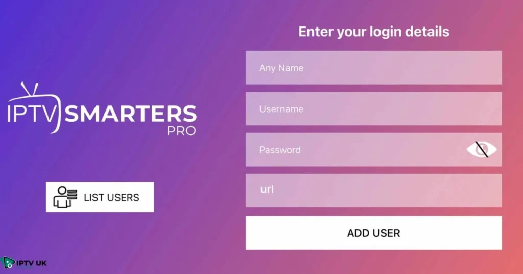 Activating IPTV subscription by entering login details on an IPTV app