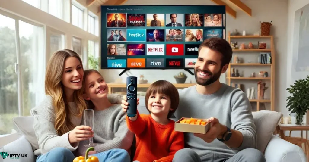 Family enjoying unlimited content on TV through jailbroken Firestick