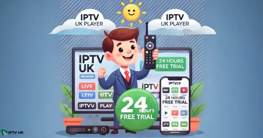 Customer using IPTV UK Player with a free trial banner