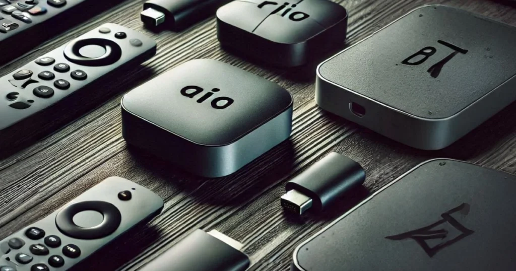 Close-up of various streaming for Best devices for British IPTV