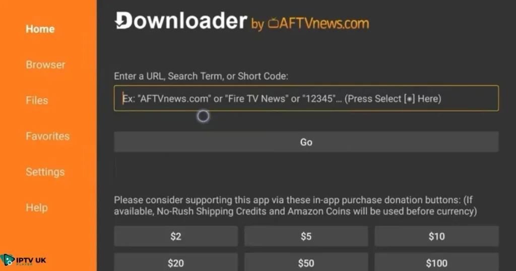 Installing IBO Player APK on Firestick using the Downloader App.