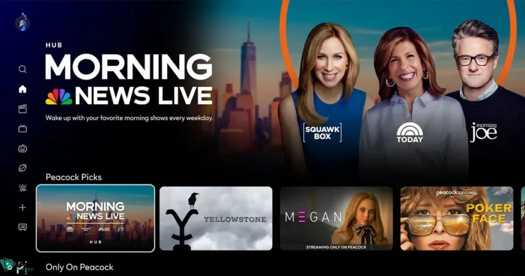 Peacock TV streaming interface, showing movies and TV shows, a great Soap2Day alternative