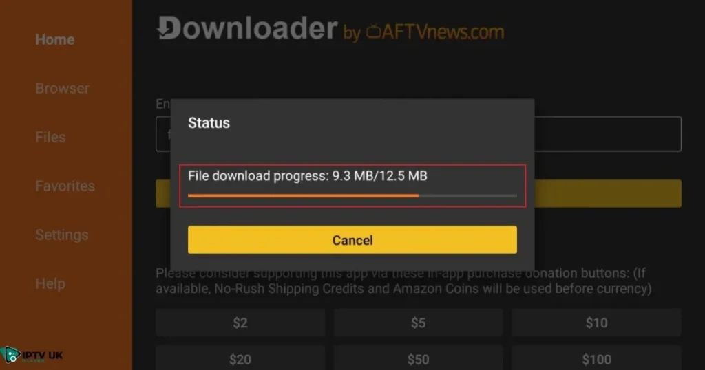 Downloading TeaTV APK on Firestick using the Downloader App.