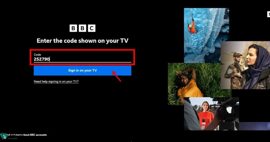 Entering the bbc iplayer/tv code on bbc.com/tvcode to activate BBC iPlayer for Firestick