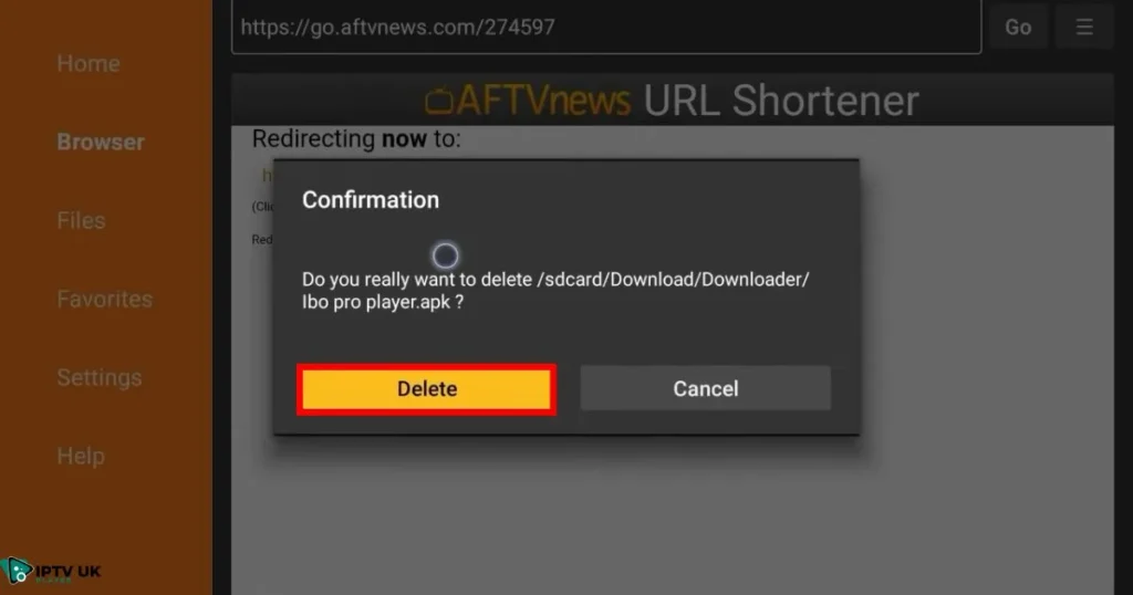 Installing IBO Player APK on Firestick using the Downloader App.