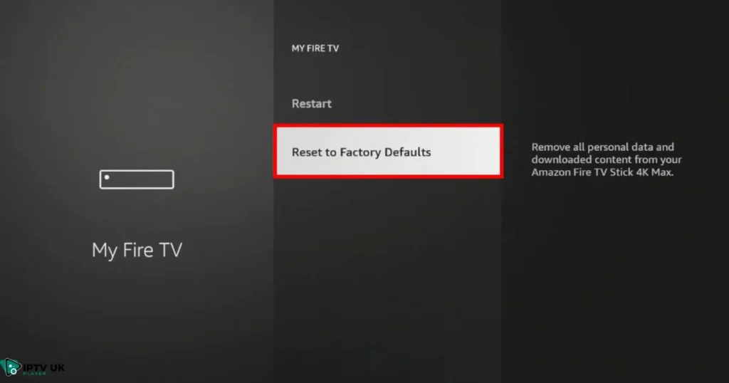 Factory resetting Firestick to fix persistent playback errors.