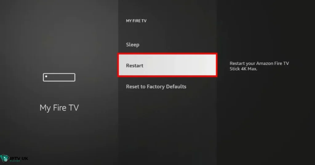 Restarting Firestick to fix playback error firestick.