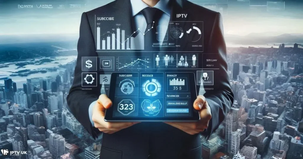 IPTV reseller overview showing IPTV dashboard with subscriber and revenue analytics