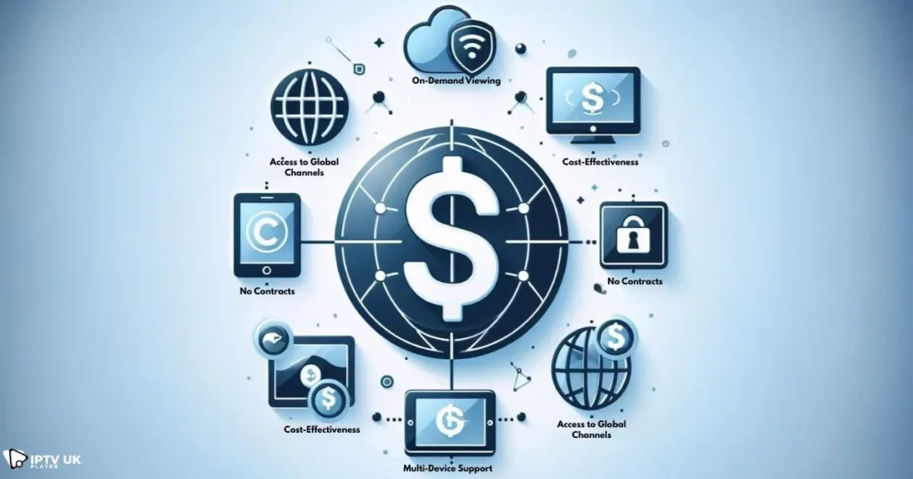 Benefits of IPTV Online: cost-effective, multi-device support, global access, no contracts