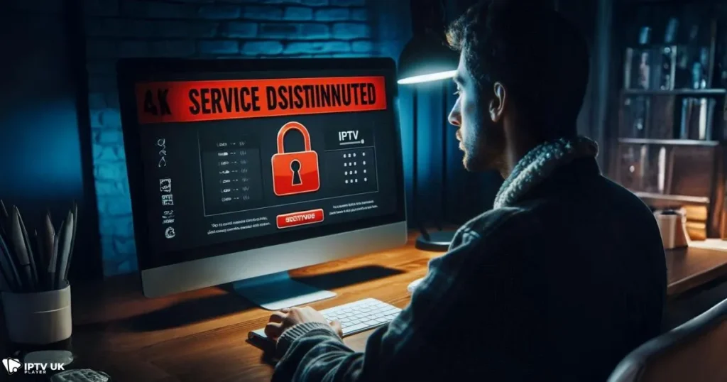 A person looking at a warning notice about IPTV being shut down today on their computer.