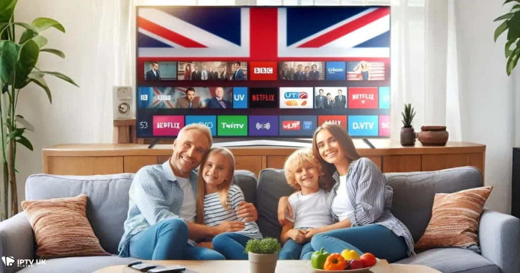 Enjoying high-quality UK IPTV streaming in the comfort of home with family.