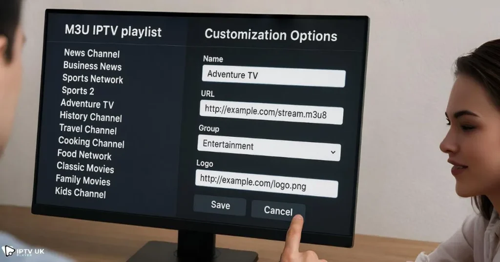 User editing IPTV playlist using an IPTV editing tool step by step