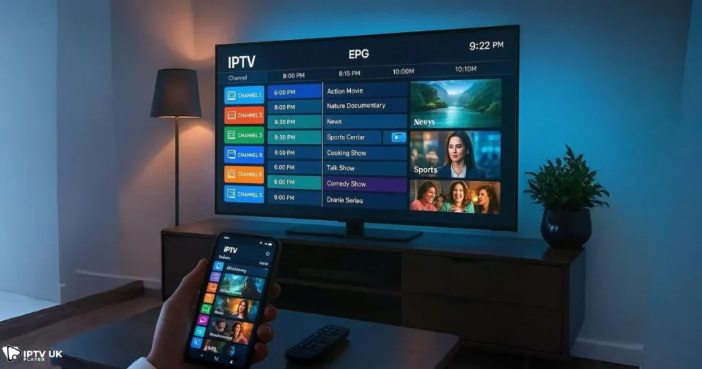 Unified iptv epg source dashboard showing built-in guide for UK channels