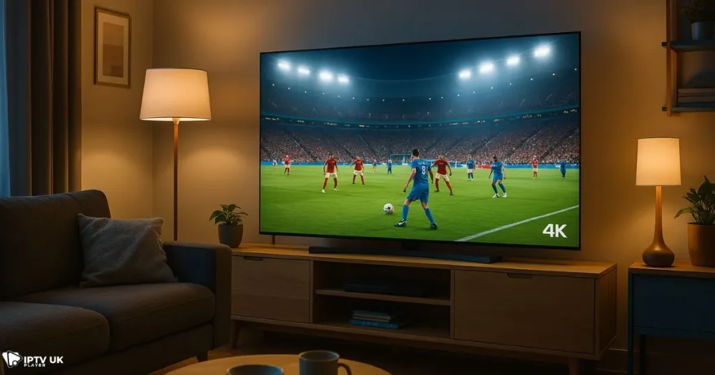 Streaming a high-quality 4K IPTV stream using a stable IPTV service on a smart TV