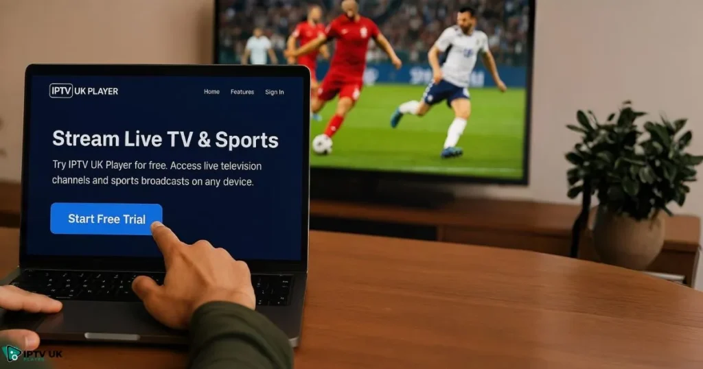 User starting a free IPTV trial on a stable IPTV service for seamless streaming