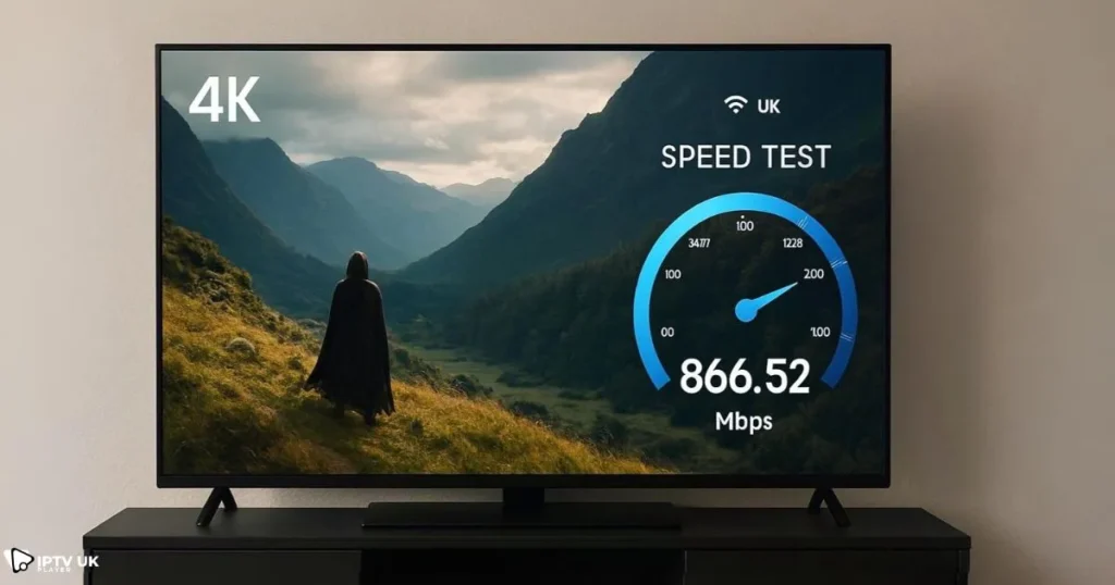 Measuring UK IPTV speed for the best fast IPTV UK streaming quality.