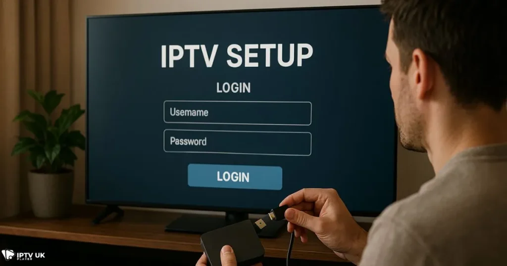 Easy one iptv setup process showing activation on a Smart TV.