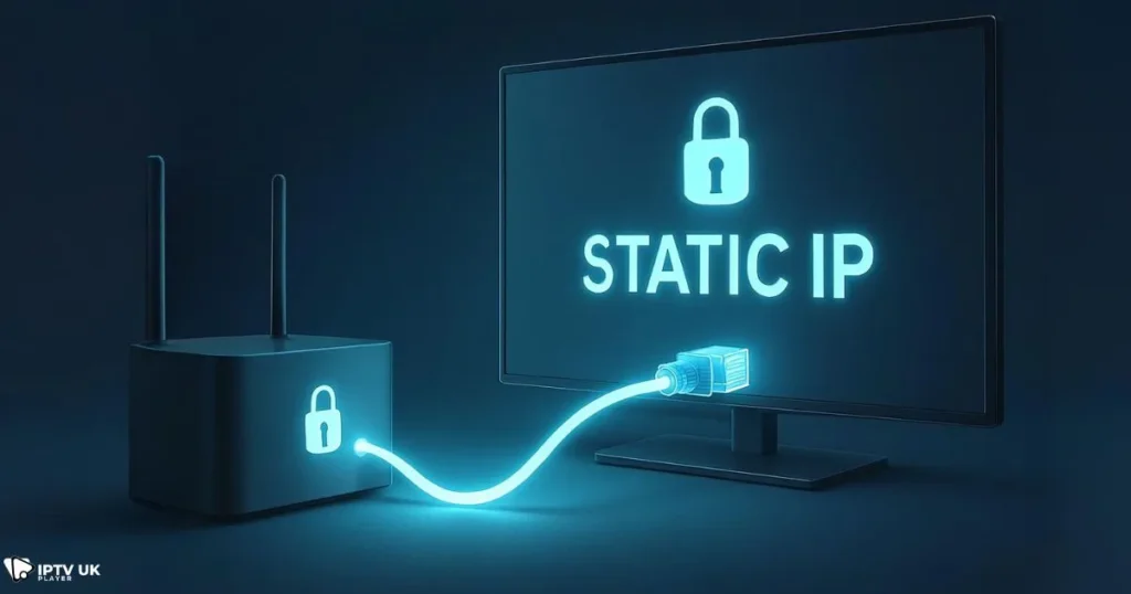 Reliable IPTV setup using a static IP for stable UK streaming.