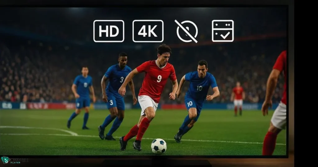 High-definition football stream showing excellent iptv streaming quality from a best iptv service provider.