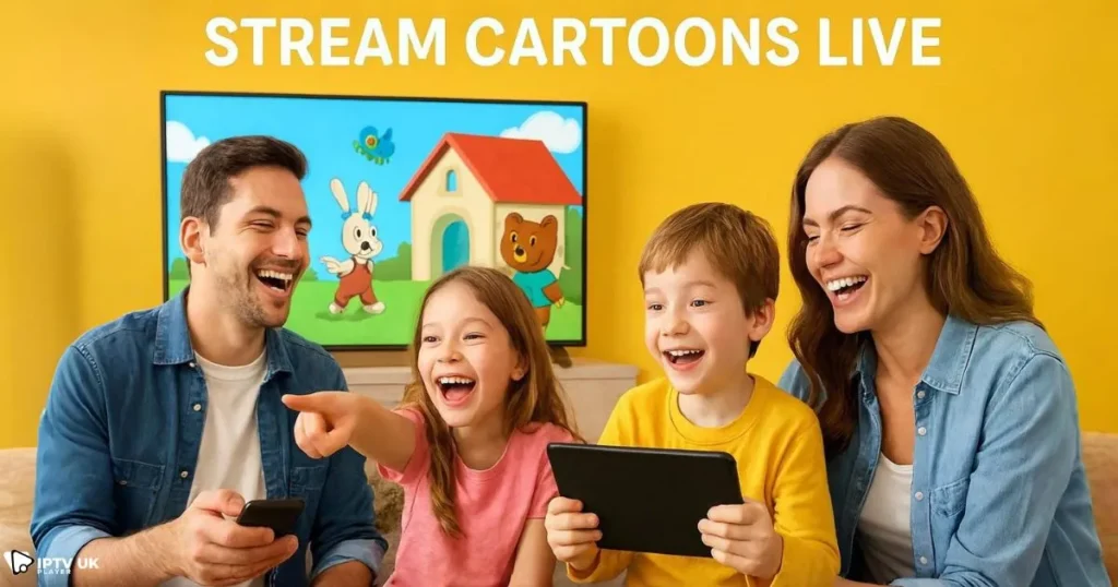 Family IPTV subscription for streaming cartoons live across multiple devices.